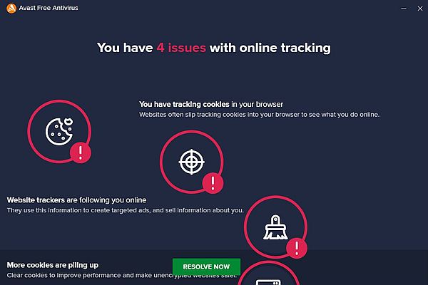 Avast Antivirus warning about issues with online tracking