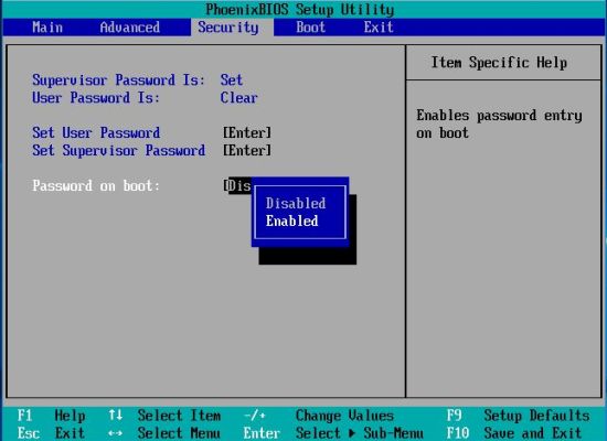 BIOS boot password