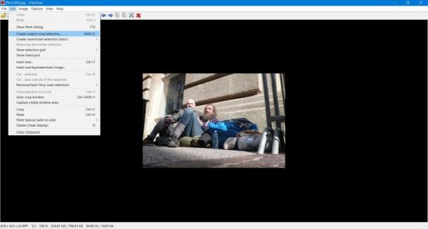 IrfanView: Create custom crop selection