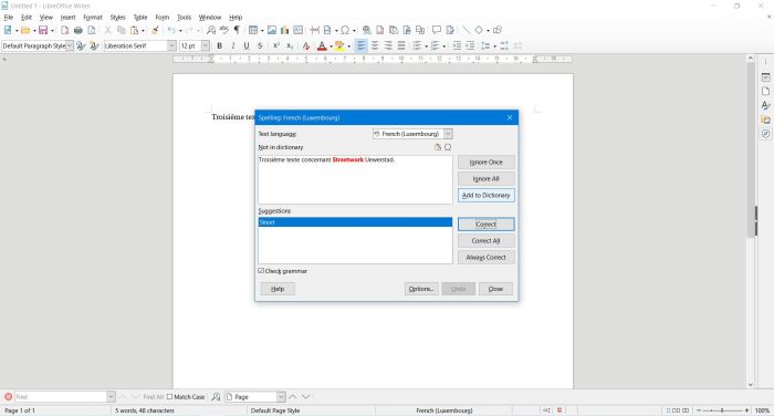 LibreOffice: Spellchecker options for words, that are not part of the dictionary