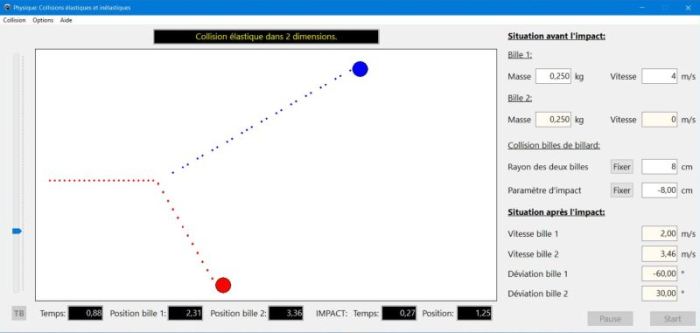 Physics simulation: Billiards balls collision