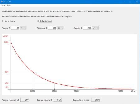 Electronics calculations and graphs: Discharge of a capacitor