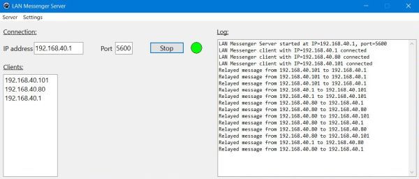 Simple LAN messaging application: Server