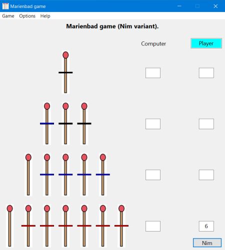 Marienbad: A free Nim application for PC