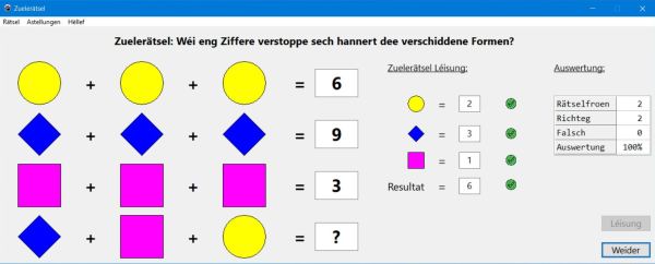 Number puzzle: Level 1 example