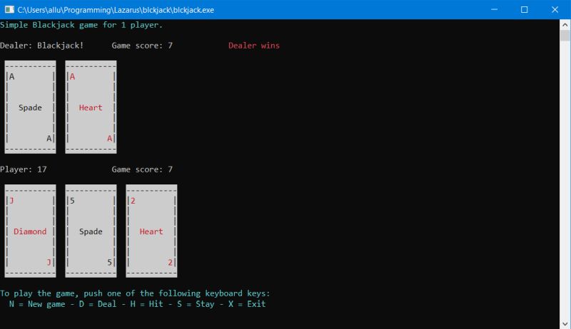 1-player Blackjack card game command line program