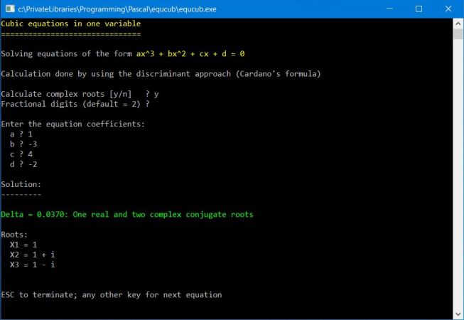 Solving cubic equations in 1 variable