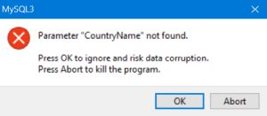 Error message when trying to assign a value to a parameter not stated in TSQLQuery.SQL.Text