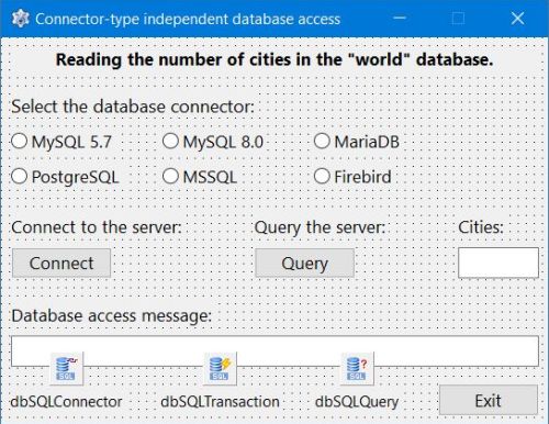 Simple Lazarus multiple connector-types database project: Form layout