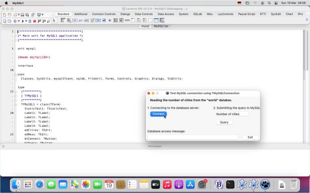 Building a simple Lazarus MySQL project on macOS