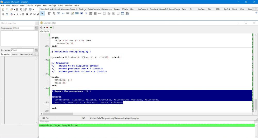 Free Pascal dynamic link libraries: Building a 'Library' project in Lazarus