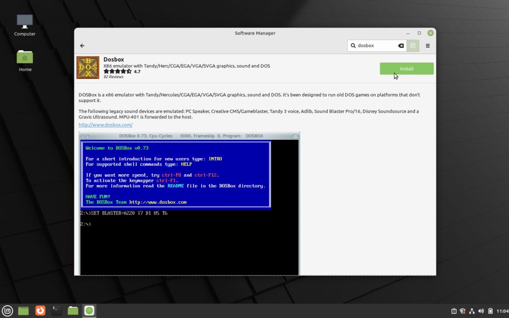 Linux Mint: Installing DOSBox using Software Manager