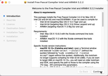 FPC installation: Display of the system requirements