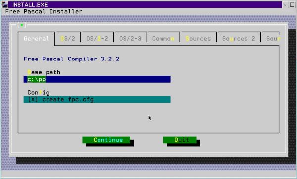 Installing Free Pascal on OS/2: Choosing the installation directory