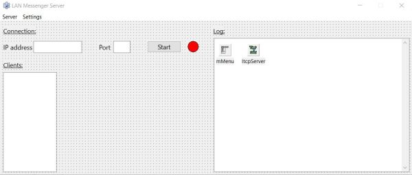 Simple Lazarus network project: Form layout of the server application