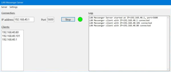 Simple Lazarus network project: Server log after the connection of three clients