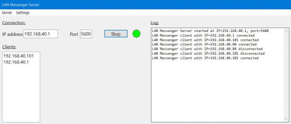 Simple Lazarus network project: Server log after some connections, deconnections and reconnections