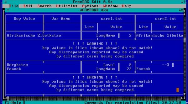 @Compare diff program on FreeDOS: Column organized file compare [II]