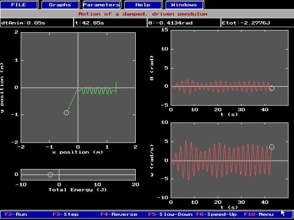 CUPS physics simulations on DOS: Pendulum