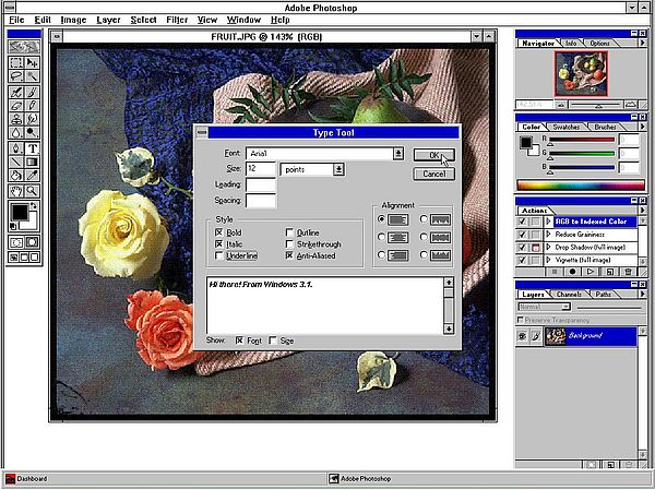 Adobe Photoshop 4.0 on Windows 3.1 - Adding text to an image