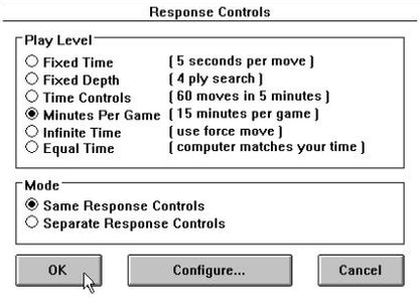 Chessmaster 3000 on Windows 3.11: Game type selection