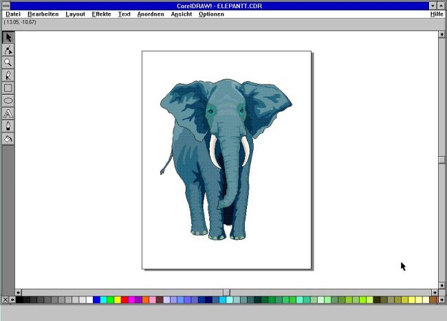 CorelDRAW! 4.0 on Windows 3.1: Vector graphics opened in CorelDRAW!