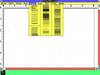 Micrografx In-a-Vision on Windows 1.04: Fill menu