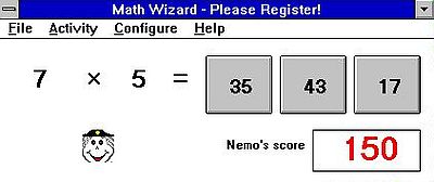 Kidware on Windows 3.1: Math wizard - Basic arithmetic operations
