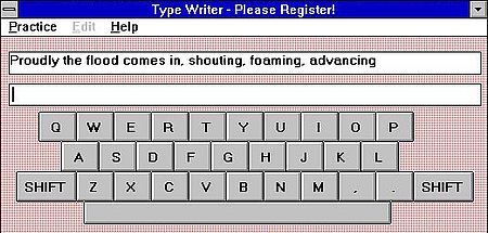 Kidware on Windows 3.1: Type Writer - A type writer tutor and text editor