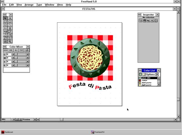 Paint applications for Windows: Windows 3.11 - Graphics file opened in FreeHand 5.0