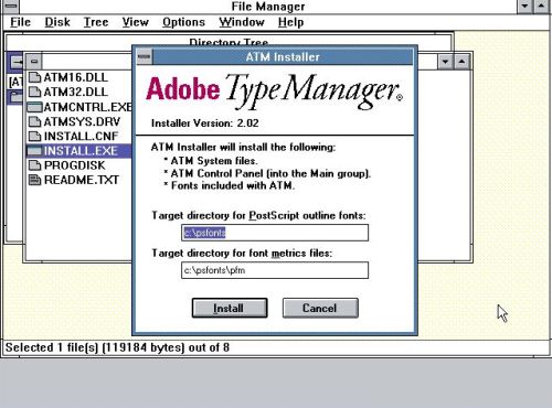 Paint applications for Windows: Windows 3.0 Multimedia Edition - Installing Adobe Type Manager