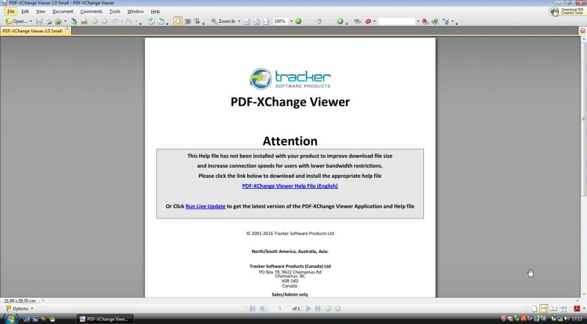 PDF-XChange Viewer 2.5 running on a Windows Vista Ultimate virtual machine