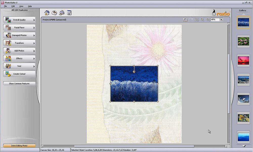 Roxio Photosuite on Windows XP: Creating a photo album project