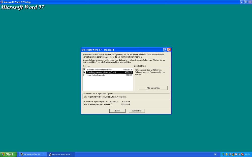 Microsoft Word on Windows XP: Installing Word included with Office 97 Small Business Edition