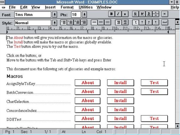 Microsoft Word on Windows 3.0: Running Word 1.1a