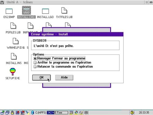 CorelDraw! on OS/2: CD-drive related system error when starting the installation