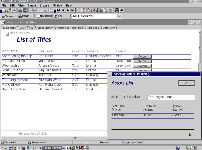 Lotus SmartSuite For OS2 Warp 4 - Approach: Video and Actor SmartMaster Application [2]