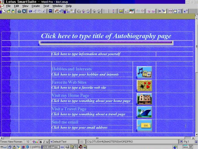 Lotus SmartSuite For OS2 Warp 4 - Word Pro: Biography document included with the application
