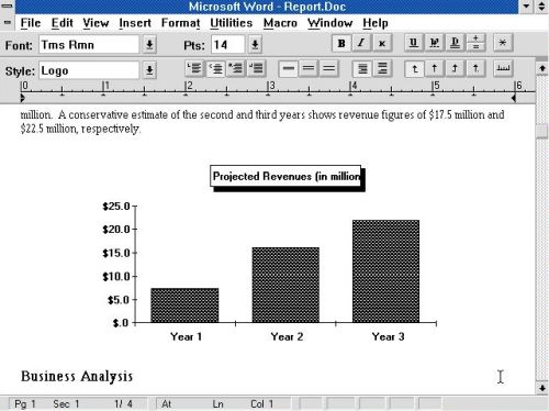 Microsoft Word on OS/2 1.3 - One of the included sample documents