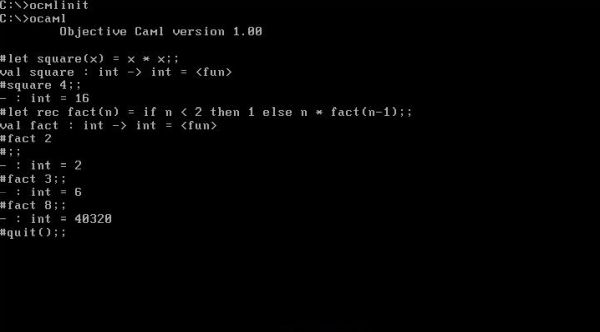 OCaml on Free-DOS - ocaml.exe: Executing some OCaml statements