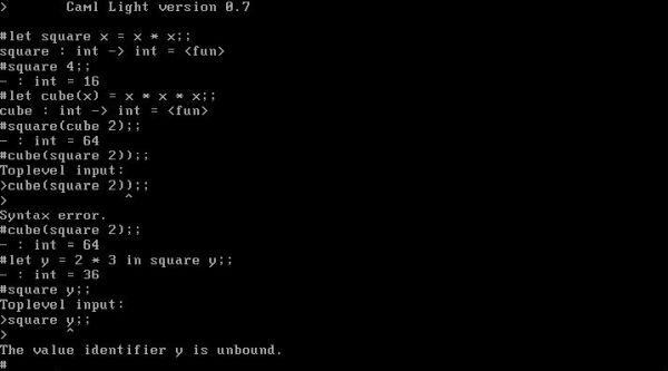 Caml Light on Free-DOS: caml.exe - User defined functions [2]