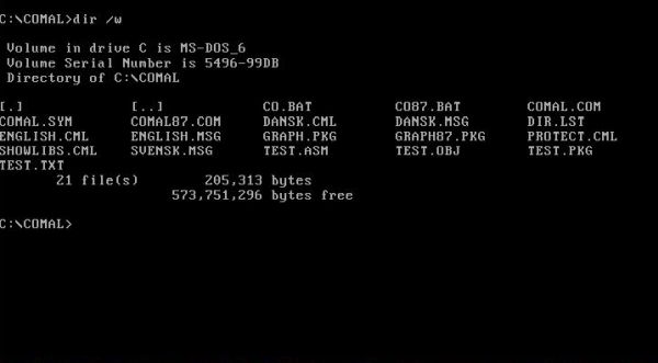 COMAL 80 on MS-DOS: Content of the installation directory