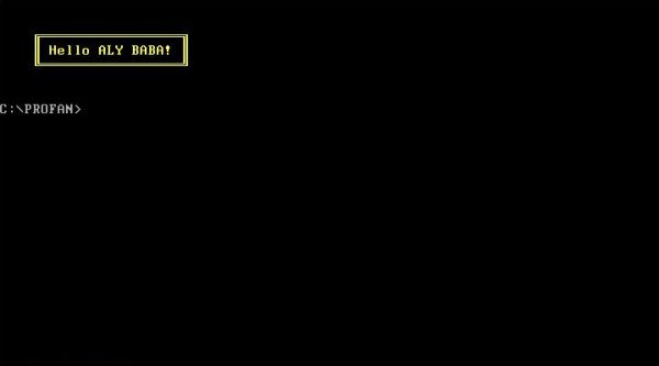 Profan 7 on FreeDOS: Execution of a simple 'Hello user' program from the command line