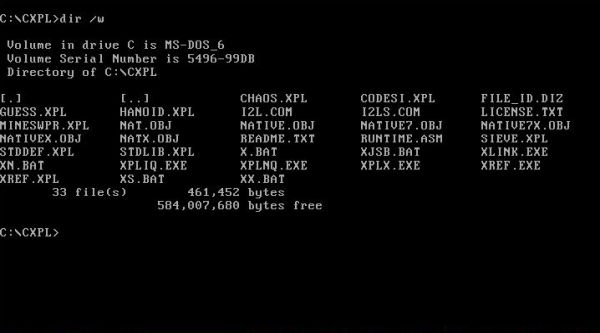 XPL0 on MS-DOS 6.22: The XPL0 3.1 installation directory