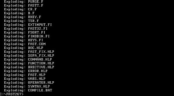 FAST 2.67 on Free-DOS: Installation - File extraction