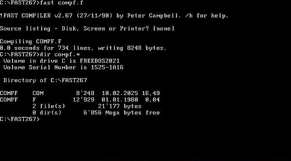 FAST 2.67 on Free-DOS: Compilation