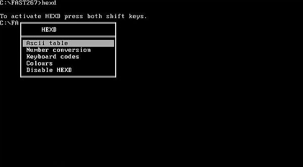 FAST 2.67 on Free-DOS: Included program sample - Tool dealing with hexadecimal numbers as TSR