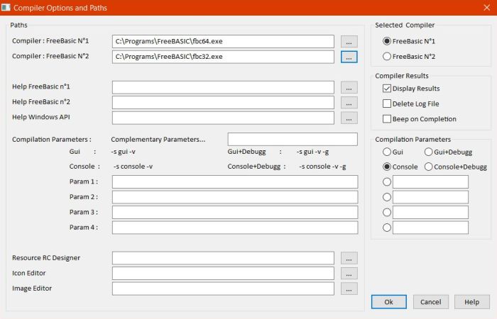 FreeBASIC on Windows 10: CSED_FB - Choosing a compiler (fbc64, or fbc32) and a build type (command line, or GUI)