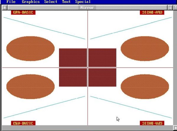 GFA-BASIC on FreeDOS: Demo programs - Example of drawings mirroring