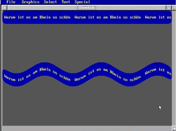 GFA-BASIC on FreeDOS: Demo programs - Example of text stretching